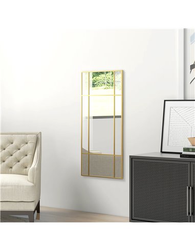 HOMCOM Rectangle Wall Mirror, 110 x 50cm Window Style Vanity Mirror with Metal Frame, Decorative Hanging Mirror for Living Room,