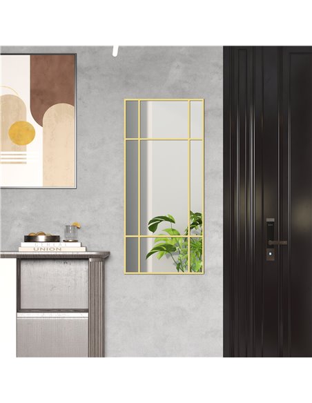 HOMCOM Rectangle Wall Mirror, 110 x 50cm Window Style Vanity Mirror with Metal Frame, Decorative Hanging Mirror for Living Room, - pic 94339 | FastDaddyshop