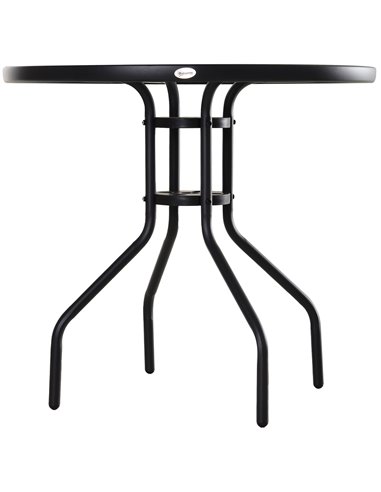 Outsunny Bistro Table Outdoor Round Dining Coffee Table Tempered Glass Top  Side Table Patio Garden - 80cm Diameter
