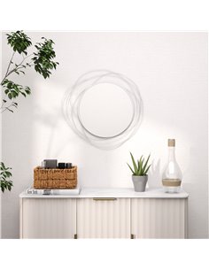 HOMCOM Abstract Metal Wire Wall Mirror, with Accessories - Silver 830-823V00SR 2