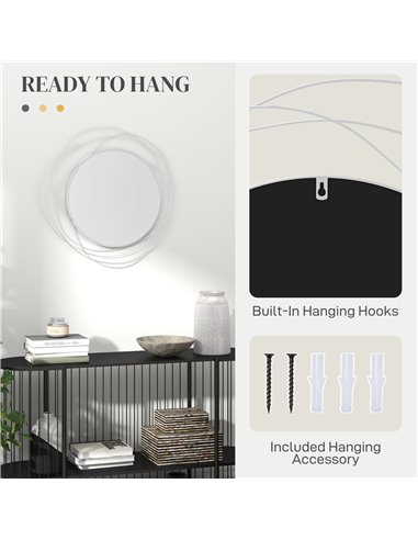 HOMCOM Abstract Metal Wire Wall Mirror, with Accessories - Silver 830-823V00SR