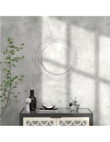 HOMCOM Abstract Metal Wire Wall Mirror, with Accessories - Silver 830-823V00SR