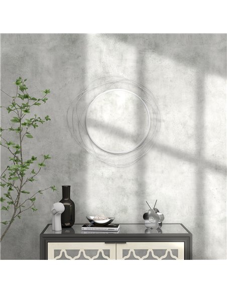 HOMCOM Abstract Metal Wire Wall Mirror, with Accessories - Silver 830-823V00SR - pic 94346 | FastDaddyshop