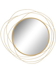 HOMCOM Abstract Metal Wire Wall Mirror, with Accessories - Gold Tone 830-823V00GD