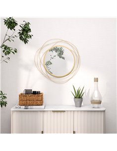 HOMCOM Abstract Metal Wire Wall Mirror, with Accessories - Gold Tone 830-823V00GD 2