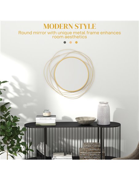 HOMCOM Abstract Metal Wire Wall Mirror, with Accessories - Gold Tone 830-823V00GD - pic 94352 | FastDaddyshop