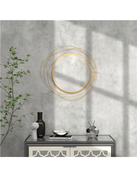 HOMCOM Abstract Metal Wire Wall Mirror, with Accessories - Gold Tone 830-823V00GD - pic 94355 | FastDaddyshop