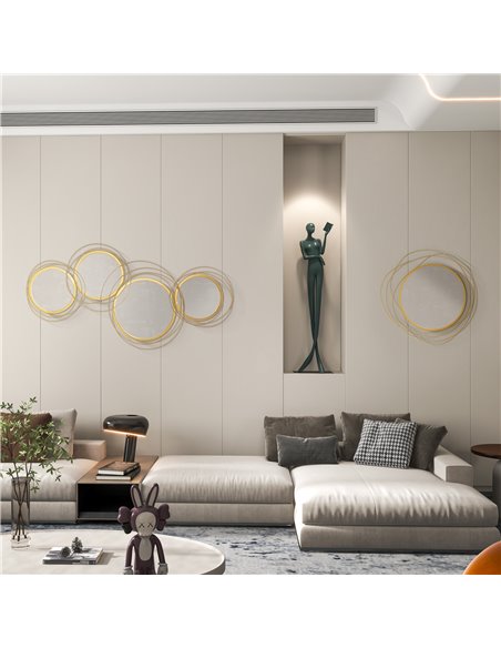 HOMCOM Abstract Metal Wire Wall Mirror, with Accessories - Gold Tone 830-823V00GD - pic 94356 | FastDaddyshop