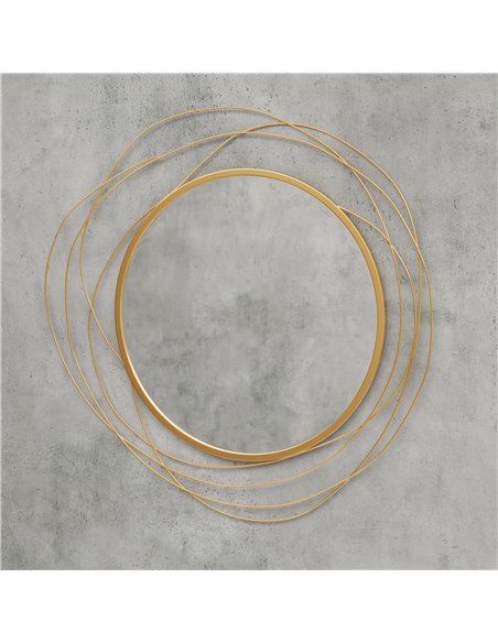 HOMCOM Abstract Metal Wire Wall Mirror, with Accessories - Gold Tone 830-823V00GD - pic 94357 | FastDaddyshop