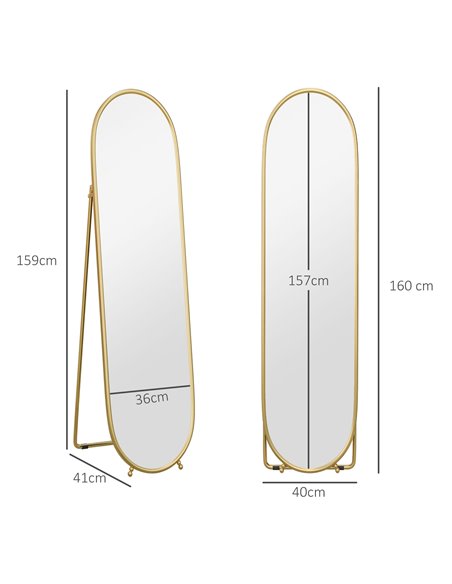 HOMCOM 40 x 160cm Full Length Mirror, Floor Standing, Wall-Mounted or Leaning Against Wall Tall Mirror w/ Support Frame 831-777V - pic 94360 | FastDaddyshop