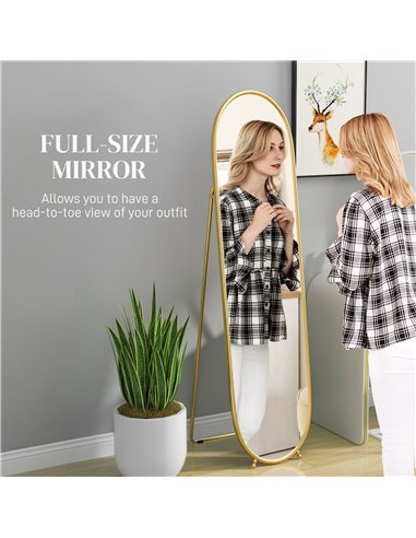 HOMCOM 40 x 160cm Full Length Mirror, Floor Standing, Wall-Mounted or Leaning Against Wall Tall Mirror w/ Support Frame 831-777V