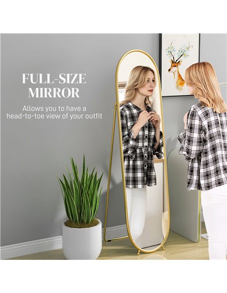 HOMCOM 40 x 160cm Full Length Mirror, Floor Standing, Wall-Mounted or Leaning Against Wall Tall Mirror w/ Support Frame 831-777V - pic 94361 | FastDaddyshop
