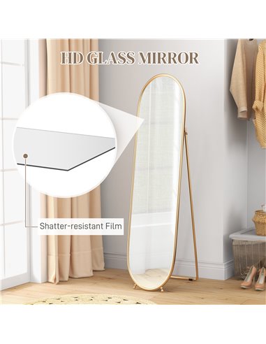 HOMCOM 40 x 160cm Full Length Mirror, Floor Standing, Wall-Mounted or Leaning Against Wall Tall Mirror w/ Support Frame 831-777V
