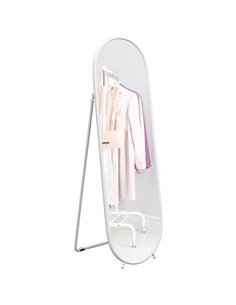 HOMCOM 40 x 160cm Full Length Mirror, Floor Standing, Wall-Mounted or Leaning Against Wall Oval Full Body Mirror w/ Support Fram