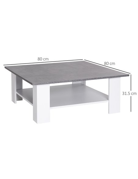 HOMCOM 2 Tier Vintage Style Coffee Table Square Side Desk Storage Shelf Indoor Home Living Room Furniture - pic 9437 | FastDaddyshop
