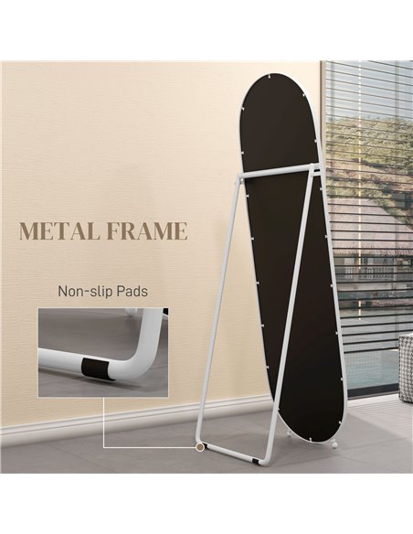 HOMCOM 40 x 160cm Full Length Mirror, Floor Standing, Wall-Mounted or Leaning Against Wall Oval Full Body Mirror w/ Support Fram - pic 94372 | FastDaddyshop