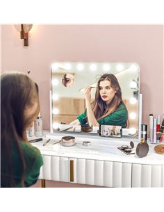 HOMCOM Hollywood Vanity Mirror with Lights, Large 63x50 cm Lighted Makeup Mirror with 3 Colour, 10X Magnifying, USB Charging Por 2