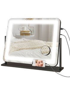 HOMCOM LED Light Tabletop Makeup Mirror, with Adjustable Settings 505-015V70BK