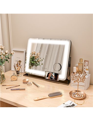 HOMCOM LED Light Tabletop Makeup Mirror, with Adjustable Settings 505-015V70BK