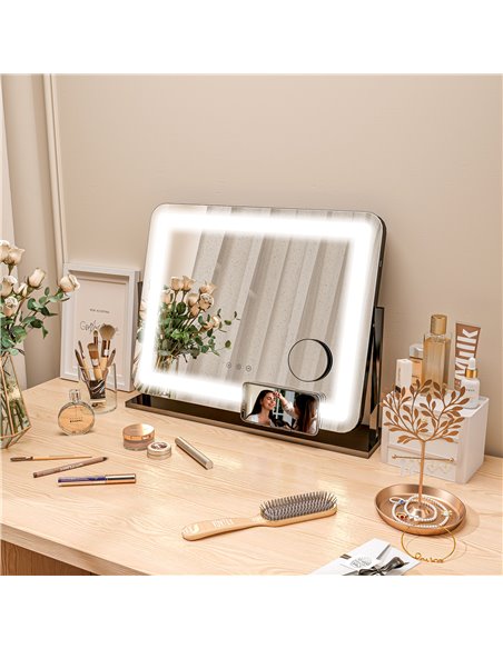 HOMCOM LED Light Tabletop Makeup Mirror, with Adjustable Settings 505-015V70BK - pic 94395 | FastDaddyshop