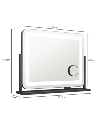 HOMCOM LED Light Tabletop Makeup Mirror, with Adjustable Settings 505-015V70BK