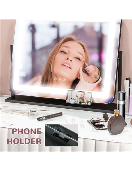 HOMCOM LED Light Tabletop Makeup Mirror, with Adjustable Settings 505-015V70BK - pic 94397 | FastDaddyshop