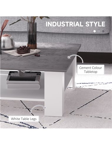 HOMCOM 2 Tier Vintage Style Coffee Table Square Side Desk Storage Shelf Indoor Home Living Room Furniture