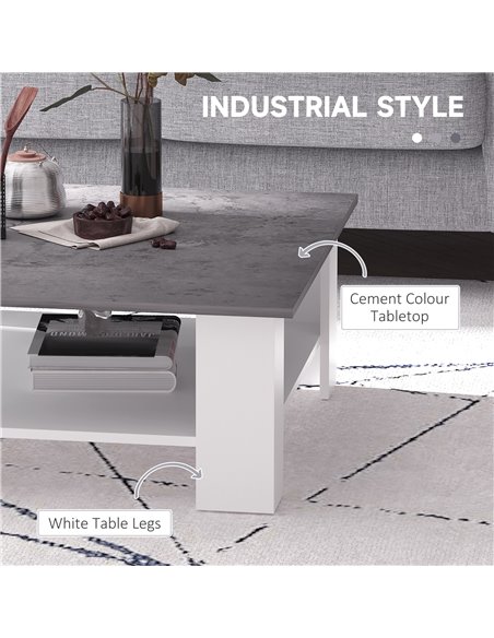 HOMCOM 2 Tier Vintage Style Coffee Table Square Side Desk Storage Shelf Indoor Home Living Room Furniture - pic 9440 | FastDaddyshop