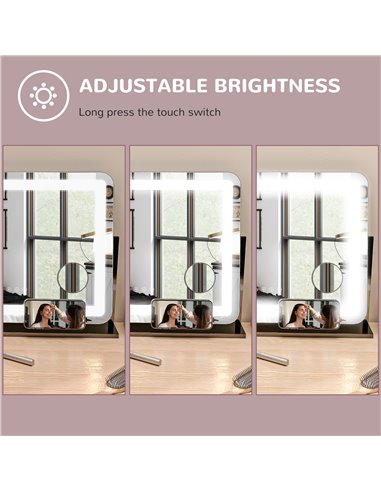HOMCOM LED Light Tabletop Makeup Mirror, with Adjustable Settings 505-015V70BK