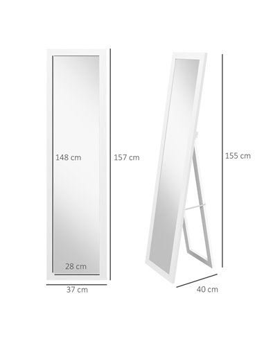 HOMCOM Rustic Full Length Mirror, Hanging and Freestanding Floor Mirror, Farmhouse Decorative Wall Mirror, for Living Room, Bedr