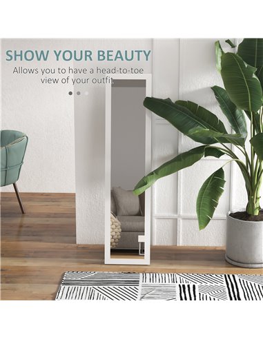 HOMCOM Rustic Full Length Mirror, Hanging and Freestanding Floor Mirror, Farmhouse Decorative Wall Mirror, for Living Room, Bedr
