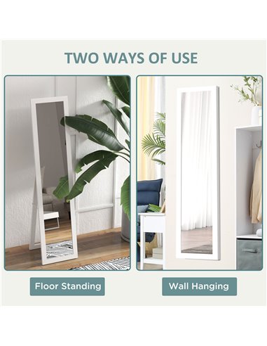 HOMCOM Rustic Full Length Mirror, Hanging and Freestanding Floor Mirror, Farmhouse Decorative Wall Mirror, for Living Room, Bedr