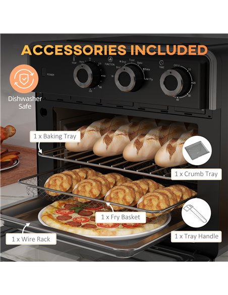 HOMCOM Air Fryer Oven, 20L Mini Oven, Countertop Convection Oven with Adjustable Temp and Timer, Oil-Less Cooking, 1400W 800-170 - pic 94417 | FastDaddyshop