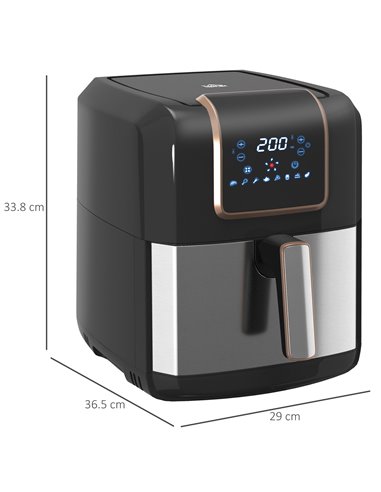 HOMCOM 6.5L Air Fryer, 1700W Air Fryer Oven with Digital Display, Adjustable Temperature, Timer & Nonstick Basket for Oil 800-12