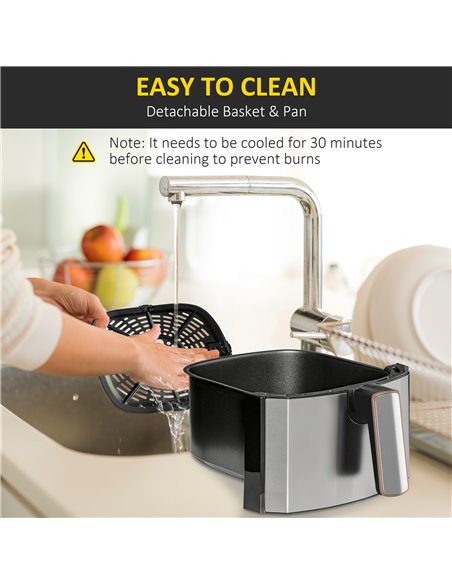 HOMCOM 6.5L Air Fryer, 1700W Air Fryer Oven with Digital Display, Adjustable Temperature, Timer & Nonstick Basket for Oil 800-12 - pic 94428 | FastDaddyshop