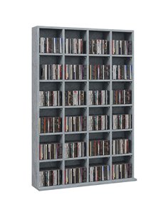 HOMCOM CD Storage Unit with Adjustable Shelves, 89 x 130.5 cm, Cement Grey 831-040V80LG
