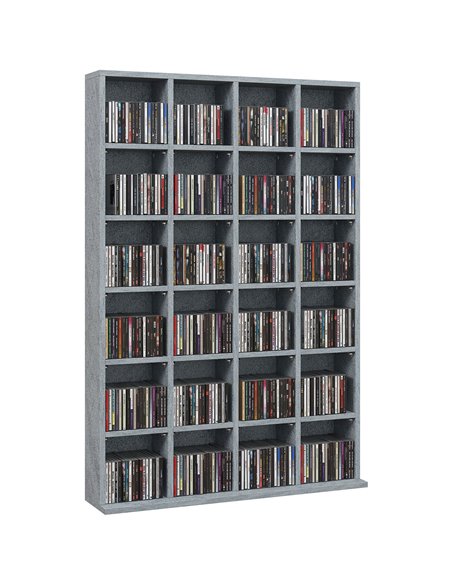 HOMCOM CD Storage Unit with Adjustable Shelves, 89 x 130.5 cm, Cement Grey 831-040V80LG - pic 94430 | FastDaddyshop