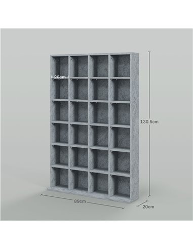 HOMCOM CD Storage Unit with Adjustable Shelves, 89 x 130.5 cm, Cement Grey 831-040V80LG
