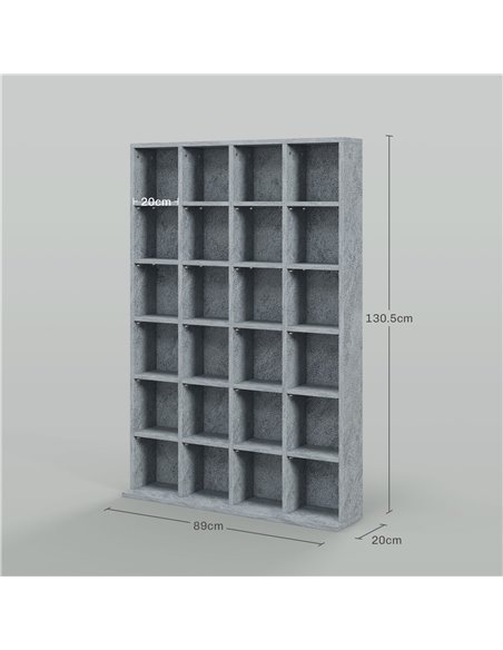HOMCOM CD Storage Unit with Adjustable Shelves, 89 x 130.5 cm, Cement Grey 831-040V80LG - pic 94432 | FastDaddyshop