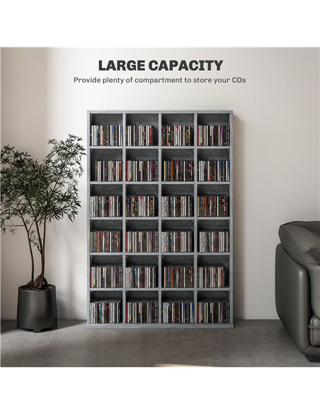 HOMCOM CD Storage Unit with Adjustable Shelves, 89 x 130.5 cm, Cement Grey 831-040V80LG - pic 94433 | FastDaddyshop