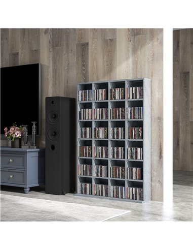 HOMCOM CD Storage Unit with Adjustable Shelves, 89 x 130.5 cm, Cement Grey 831-040V80LG