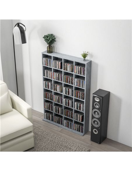 HOMCOM CD Storage Unit with Adjustable Shelves, 89 x 130.5 cm, Cement Grey 831-040V80LG - pic 94437 | FastDaddyshop