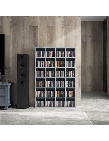 HOMCOM CD Storage Unit with Adjustable Shelves, 89 x 130.5 cm, Cement Grey 831-040V80LG