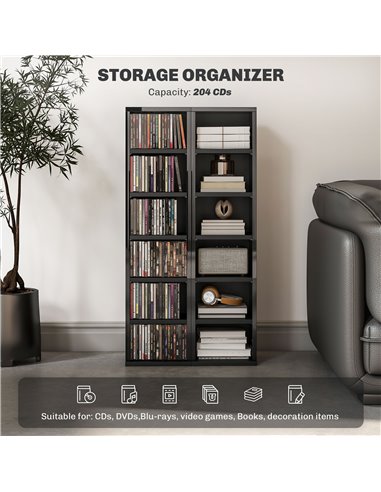 HOMCOM Set of Two 102 CD Storage Units - High Gloss Black 833-872V01BK