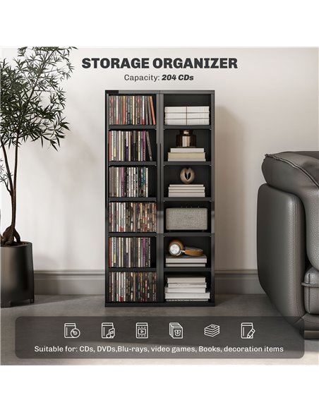 HOMCOM Set of Two 102 CD Storage Units - High Gloss Black 833-872V01BK - pic 94442 | FastDaddyshop