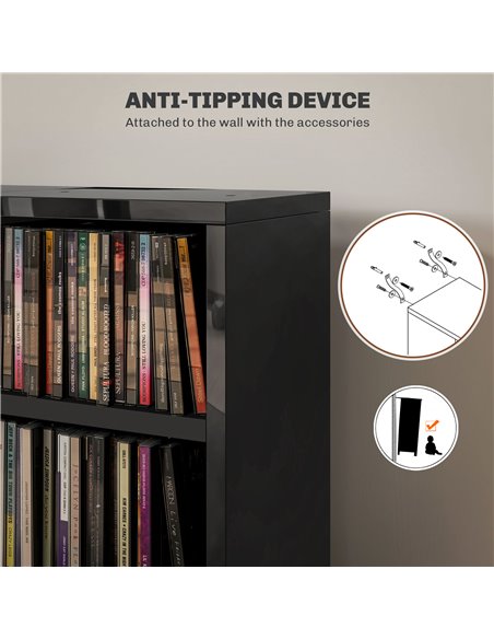 HOMCOM Set of Two 102 CD Storage Units - High Gloss Black 833-872V01BK - pic 94445 | FastDaddyshop