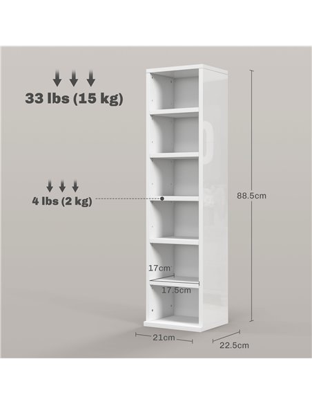 HOMCOM Set of Two 102 CD Storage Units - High Gloss White 833-872V01WT - pic 94450 | FastDaddyshop