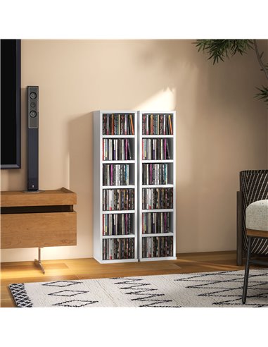 HOMCOM Set of Two 102 CD Storage Units - High Gloss White 833-872V01WT