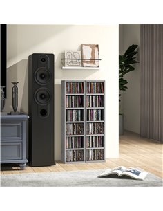 HOMCOM Set of Two 102 CD Storage Units - High Gloss Grey 833-872V01GY 2