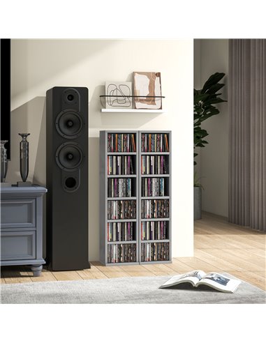 HOMCOM Set of Two 102 CD Storage Units - High Gloss Grey 833-872V01GY